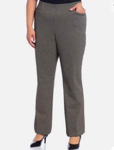 Investments The REGENT ST Fit Pull-On Straight Leg Houndstooth Pants - Picture 2 of 10
